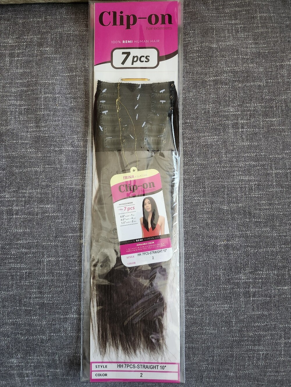 7pcs Straight Hair Extensions - Dark Brown (Color 2)